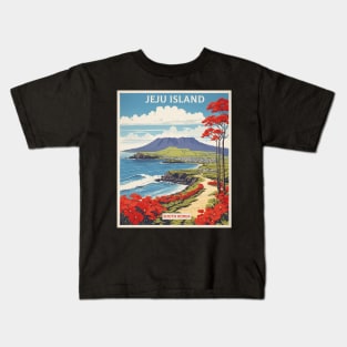 Jeju Island South Korea Travel Tourism Retro Vintage Kids T-Shirt